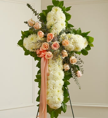 Large Cross with One Dozen Roses $ 335